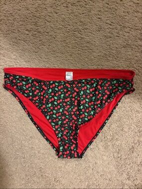 wild fable Black Cherry Print Bikini Bottoms with Red Trim